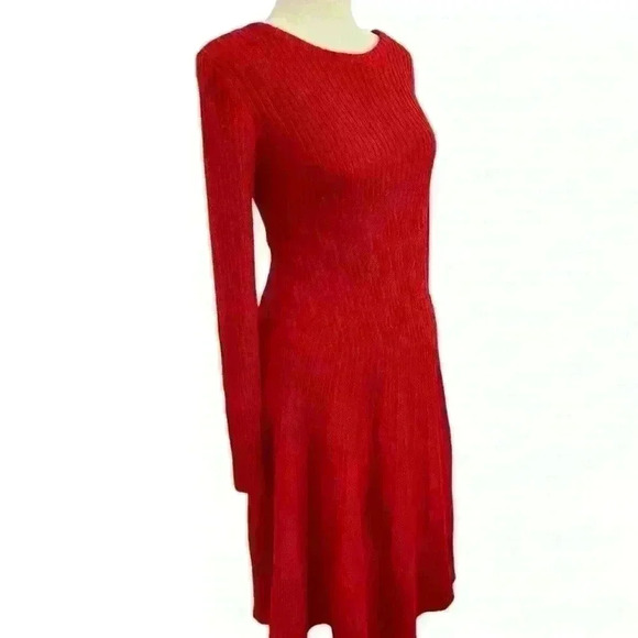 Jessica Howard Sweater Dress Size S Red Pattered Waist Holiday Bodycon Stretch - Picture 7 of 12